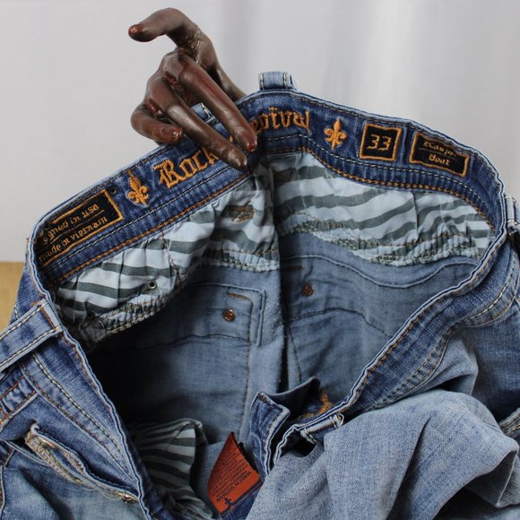 Rock Revival Distressed Styling Boot Jeans, Size 33 - Picture 7 of 11